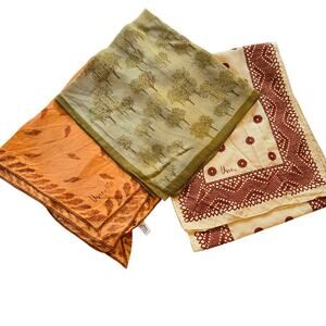 Vintage Vera Neumann Scarves Women's Various Leaf Tree Designs Set of 3 70s READ